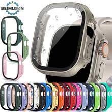 BEIMUSON Glass + Protective Case Compatible With Apple Watch Ultra 3/2/1 49mm Smartwatch PC Buffer Shell + Tempered Glass Screen Protector Series Watch Band Accessories - Multicolor - View 1