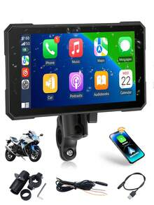 Pantalla Carplay para Motocicleta, Carplay Inalámbrico y Android Auto para Moto, con Pantalla HD de 5 Pulgadas y Soporte Ajustable, Compatible con Audio/Navegación Inalámbrica, sin Batería - MP5 - Ver 9