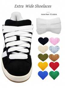 1 Pair Wide Flat Shoelaces (120cm/47.24"), Suitable For Sports Shoes/Unisex Casual Shoes/White Shoes/Basketball Shoes/Training Running Shoes, Summer Vacation, Graduation Party, Back To School Season - Multicolor - View 5
