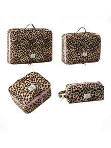 1Pc/Set Leopard Print Large Capacity Travel Storage Bag Set,Waterproof Luggage Storage Bag,Clothing Bag,Makeup Bag,Toiletry Bag,Travel Essentials - Multicolor - View 16