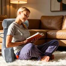 Adult Reading Pillow With Arms, Back Support Cushion For Bed, Detachable Washable Cover With Pocket, Ideal For Reading & Relaxing - Grey - View 8