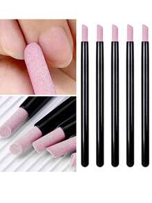 12/6pcs Quartz And Ceramic Nail Carving Polishing Pen Set, 45° Dead Skin And Cuticle Remover, Nail Buffer, Bead, Stone, Jewelry, Cuticle Pusher, Gel And Natural Nail, Professional Manicure Tool Kit, Quartz Nail Carving Pen, Dead Skin Remover, Nail Edge Polishing Pen, Dual-Head Multi-Function Manicure Tool, Nail Surface Sanding And Polishing Pen, Fine Nail Polishing Stick, Dead Skin Remover, Nail Repair - Multicolor - View 2