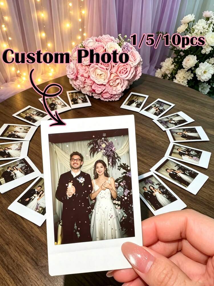 1/5/10PCS Simple And Exquisite Custom Photo Cards With A Modern, Stylish Texture,High Definition Printing And Unique Personalized Design Make Them Perfect As Commemorative Gifts For Couples Sweet Memories,Heartfelt Birthday Wishes,Or Festive Surprise - Multicolor - View 1