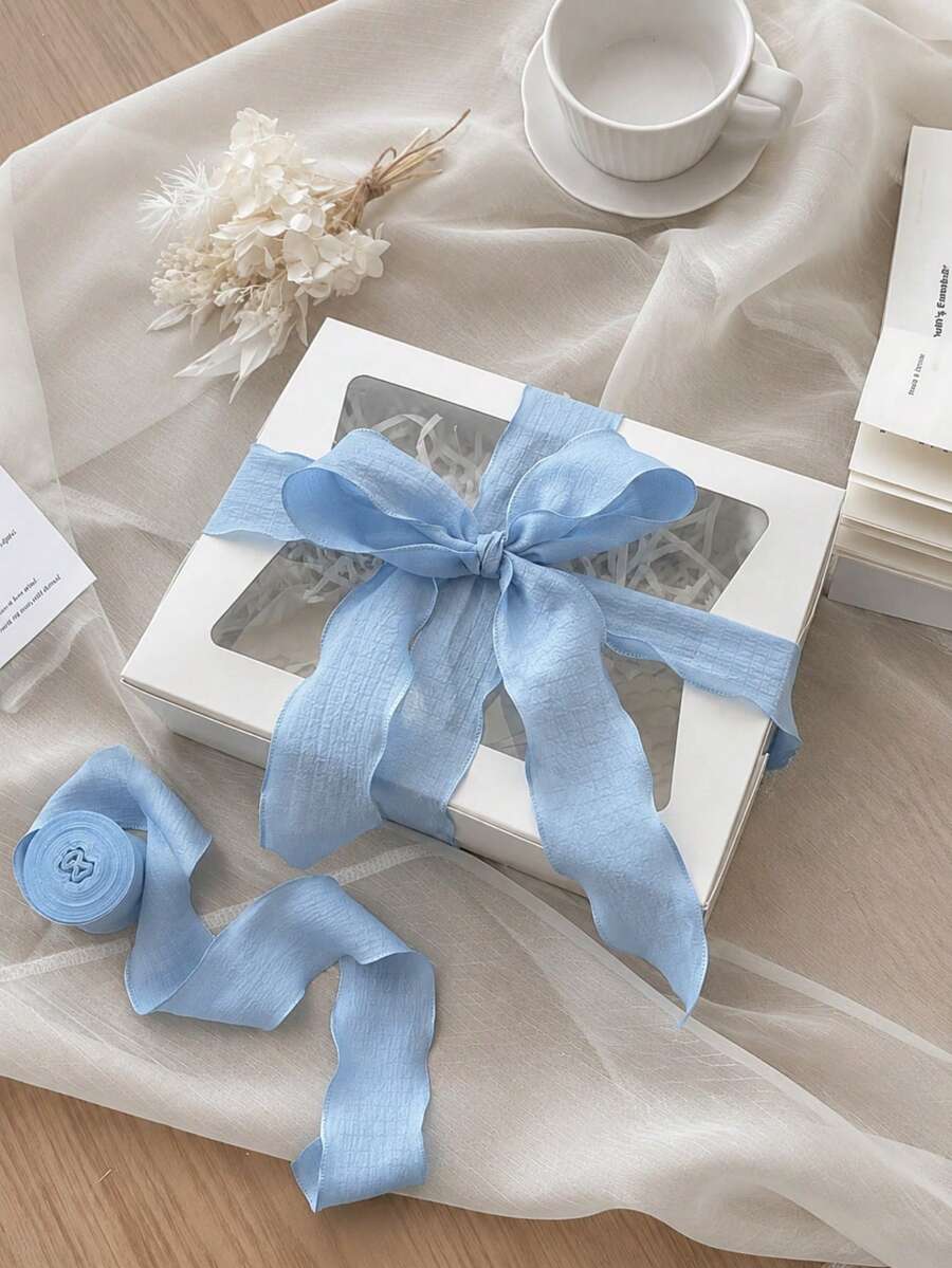 4cm Goddess/Mother's Day/Valentine's Day Ruffled Satin Ribbon, High-Grade Elastic Ruffled Bubble Pleated Woven Satin Ribbon, Suitable For Cake, Birthday Box Packaging, Gift Wrapping, Ribbon Weaving Tie, Can Be Used For Cake Packaging, DIY Bows, Bouquet - Multicolor - View 1