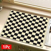 1件裝 家居裝飾 棋盤格圖案印花瀝水墊 咖啡機檯面吸水墊 水槽排水墊 廚房用品 浴室用品 - 彩色 - 查看 16