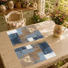 1pc/4pcs/6pcs, Home Decor, Abstract Pattern Printed Linen Placemats, All Season, Suitable For Dining Table, Washable Placemats, Coasters, Kitchen Placemats, Home Goods, Kitchen Supplies, Dining Table Decor - Multicolor - View 6