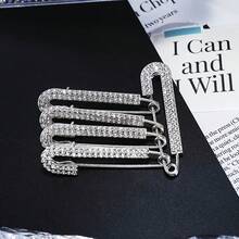 Shiny Rhinestone Safety Pin - Multicolor - View 1