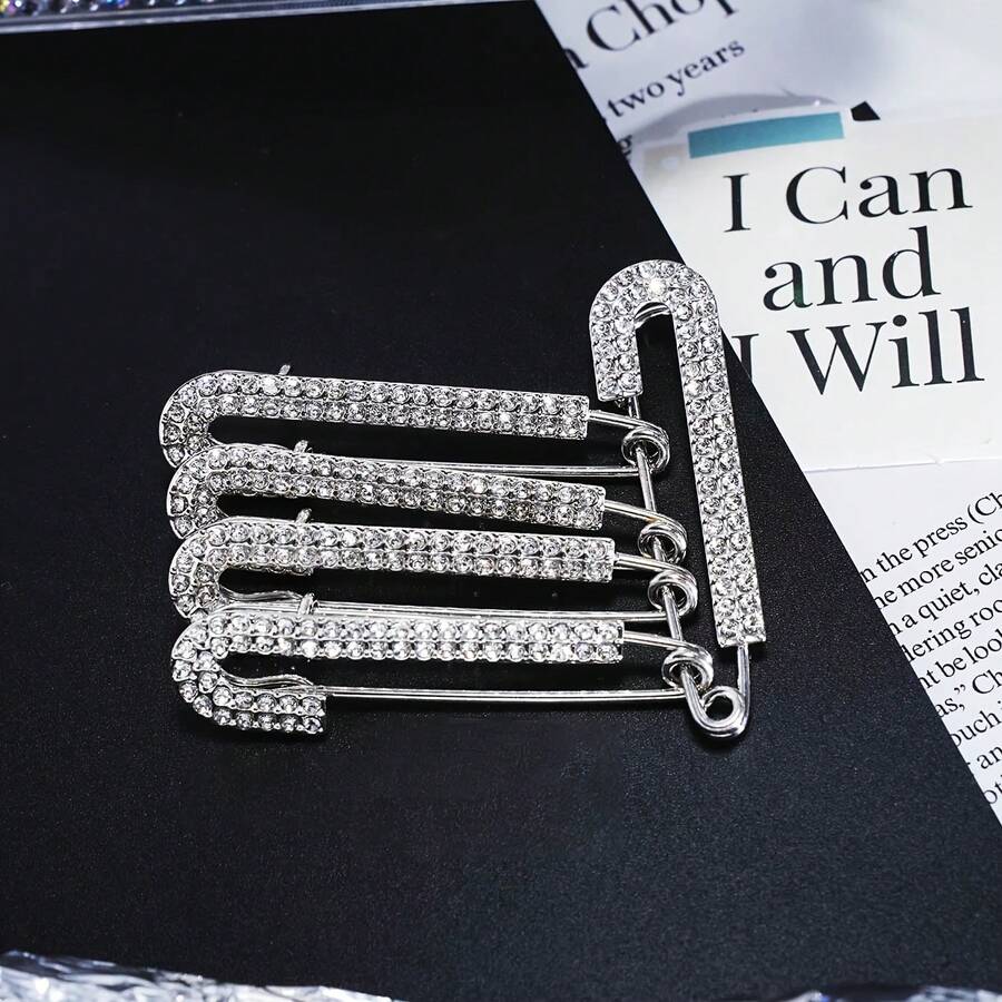 Shiny Rhinestone Safety Pin - Multicolor - View 1