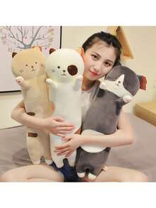 Boneco de Pelúcia de Gato Fofo e Macio de 60cm, Travesseiro de Soneca para Escritório, Travesseiro de Dormir, Decoração para Casa, Presente, Boneco de Pelúcia de Morcego Macio para Crianças, Almofada de Pelúcia para Halloween e Natal - Multicolorido - Visão 8