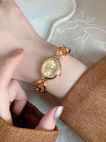 Fashionable Elegant Women's Quartz Watch, Suitable For Daily Wear, Birthday/Graduation Gift, Party Wear - Gold - View 7