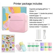 PRINHSJI Mini Printer, Portable Thermal Inkless Sticker Printer, Comes With 9 Rolls Of Paper, Suitable For Notes, Photos, Course Labels, To-Do Lists, Ideal Holiday Gift - Multicolor - View 17