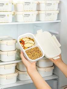 1pc/Sealed Fresh-Keeping Lunch Box With Lid, Food Storage Container, Divided Bento Box, Refrigerator Storage Box, Kitchen Storage, Portable Outdoor Insulated Lunch Box, Suitable For Home, Restaurant, Office, Fruit, Picnic, School, Holiday Gathering, Holiday Party, Meal Prep, Holiday Gift Box. - Off White - View 1