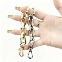 1 pieza Cadena de extensión de bolso de mano cuadrada gruesa, accesorio de reemplazo de correa de bolso estilo cadena gruesa con broche de gancho y anillo de resorte, accesorio decorativo universal de correa de bolso cruzado para bolso de hombro DIY - Multicolor - Ver 3