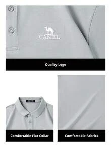 CAMEL CROWN 男士户外速干T恤，夏季防紫外线短袖Polo衫，吸湿排汗，抗皱 - 淺灰色 - 查看 4