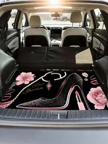 1件高跟鞋圖案與「Pleasure」標語後車廂墊,旅行必備,適用多款車型,提升內裝裝飾,改善車內氛圍 - A - 查看 4