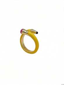 1pc Minimalist Fashion Pencil-Shaped Open Ring For Women, Suitable For Daily Wear, Back To School Season, Graduation Season, Teacher's Day, Holiday Gift - Pencil Ring - View 5