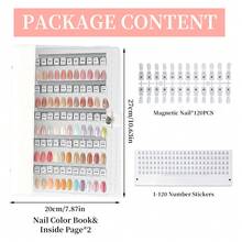 Magnetic Nail Art Color Card Book, Detachable Nail Art Stickers, Acrylic Gradient Nail Polish Color Card Display Book, Detachable Nail Art Display Rack, Accessories - White - View 14