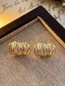 8pcs/Set Minimalist Elegant Exquisite Fashion Niche Versatile Geometric Gold Multi- Earrings Studs Jewelry Set Suitable For Women Daily Holiday Commute Vacation Wear - Multicolor - View 6