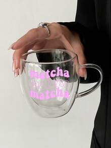 時尚抹茶設計雙層透明玻璃馬克杯，透明杯適合拿鐵、茶和水，時尚透明杯適用於熱/冷飲 - 彩色 - 查看 10