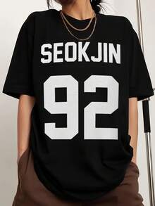 BTSSSeokjin 92 • Bias T-Shirt • Birth Year Jersey Retro Printed Fashionable Men's And Women's T-Shirts, Fan Merch - Black - View 1