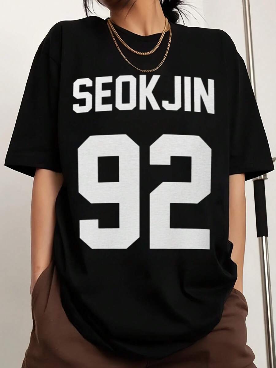BTSSSeokjin 92 • Bias T-Shirt • Birth Year Jersey Retro Printed Fashionable Men's And Women's T-Shirts, Fan Merch - Black - View 1
