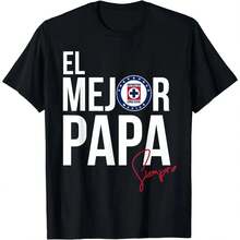 Camiseta de Manga Corta con Estampado Simple "MEJOR PAPA" Colección de Artículos Deportivos "Cruz Azul" para Hombres y Mujeres - Negro - Ver 1