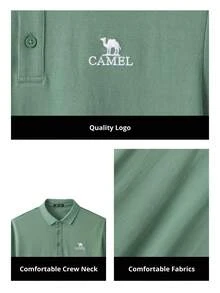 CAMEL CROWN 男士戶外透氣快乾T恤，夏季防曬短袖POLO衫，吸濕排汗且抗皺 - 蒼綠色 - 查看 4
