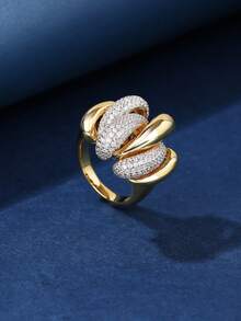 1pc Copper Wrapped Smooth Cubic Zirconia Unisex Ring - Two-color - View 8