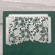 金屬鏤空花卉賀卡背景切割模具，適用於印章製作、DIY 紙藝手工、剪貼簿、壓花裝飾 - 銀白色 - 查看 11