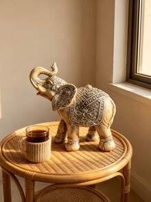 Vintage Gold Elephant Statue, Home Decor Ornament, Suitable For Living Room, Office, Bookshelf, Desktop, Feng Shui Decor, Bohemian Style Decoration, Luxury Interior Decor - A - View 9
