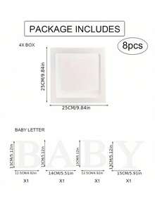 8pcs/Set 25cm Transparent Balloon Box + B A B Y Letter, Birthday Baptism Party Background Decoration Gift Box - Multiple Styles - View 5