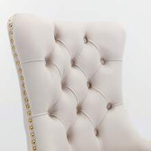 Set Of 2 65 Cm Dining Chairs In Velvet For Kitchen And Dining Room - 米色 - 查看 8