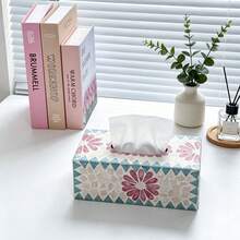 1 pieza Caja de pañuelos de concha natural - Caja de almacenamiento de pañuelos elegante, soporte de pañuelos de lujo de alta gama, adecuado para baño, sala de estar, dormitorio, se puede usar como decoración del hogar, caja de pañuelos de escritorio de la mesa de comedor de la sala de estar, regalo perfecto para Acción de Gracias, Día de San Valentín, decoración del hogar - Ver 7