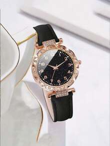 6/1pc Women's Watch: A Stylish, Elegant, And Exquisite Quartz Watch With A Sparkling Dial. Pair It With A Rhinestone-Embellished Necklace, Bracelet, Ring, And Earrings As A Jewelry Set. Suitable For Everyday Wear, It Makes A Perfect Birthday/Holiday Gift, Or A Special Occasion Such As Back-To-School, Parties, Vacations, Graduation Trips, Or Valentine's Day/Christmas. - Multicolor - View 5