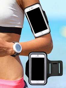 1 Peça Bolsa Suporte de Telefone para Braço para Corrida, Fitness, Compatível com iPhone 15/14/13/12/11 Pro Max/XS/XR/X/8/7/6 Plus/SE/Mini, Galaxy Ultra Edge/S24/S23/S22/S21/S20/Note 20/10, com Bolso de Armazenamento e Braçadeira, Ideal para Esportes ao Ar Livre, Caminhada, Ciclismo, Corrida, Preto - Preto - Visão 2