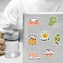 10/25/50pcs Cute Inspirational Cartoon Stickers - Humorous Pun Stickers, Gift For Friends, Cartoon Stickers, Inspirational Encouragement Stickers, Multi-Purpose Stickers Suitable For Planners, Vibrant Character Design Perfect For Students And Decoration Enthusiasts | Easy To Apply Stickers, Can Personalize Electronic Products And Stationery, Random Styles - Style 1 - View 3