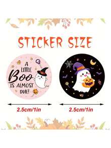 500/5pcs Pink Halloween Sticker Roll, Ghost And Pumpkin Stickers, Suitable For Water Bottles, Laptops, DIY Crafts Stickers, Self-Adhesive Vinyl Stickers, Party Decoration, Beautiful Sticker Roll, Self-Adhesive Seals, Suitable For Scrapbooking, Cards, Envelopes, Handmade Gifts, Party Supplies And Decorative Stickers - Multicolor - View 11