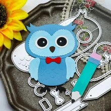 Cute Owl On Pencil Metal Cutting Dies, Back To School Animal Die Cuts, DIY Scrapbooking Card Making Embossing Template For Handmade Crafts,Teacher Student Greeting Card - A - View 2