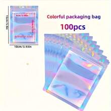 100pcs/Pack Multi-Size Thickened 16-Mil Color-Changing Holographic Laser Packaging Bags, Reusable Sealed Bags For Jewelry, Accessories, Cosmetics Packaging And Storage, Perfect For Jewelry Display, Mailing And Shipping Supplies - Multicolor - View 20