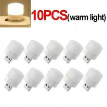 10 st USB-nattlampa med plug-in LED, mini kreativ rund mjuk lampa med ögonskydd, bärbar sänglampa för studentboende, sovrum och heminredning - Nattlampa - Visa 9