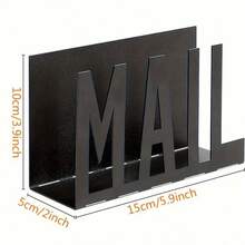1pc Modern Black Metal Mail Holder Desktop Organizer, With Hollow Mail Letter Design, Office Desk Envelope And Document Storage Rack - White - View 6