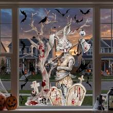 Halloween Window Clings Stickers Spooky Decor Removable Wall Art Decals For Home Party Supplies - Multicolor - View 3