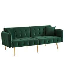 Flieks Two-Seater Multifunctional Sofa Bed With Bed Function, Adjustable Backrest And Multi-Position Armrests. Modern Folding Sofa Bed For Living Room - Velour Upholstery. Spacious Sleeping Area. - Green - View 12