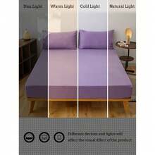 Camel Color Brushed Skin-Friendly Soft Comfortable 3 PiecesBed Sheet Set - Violet Purple - View 9