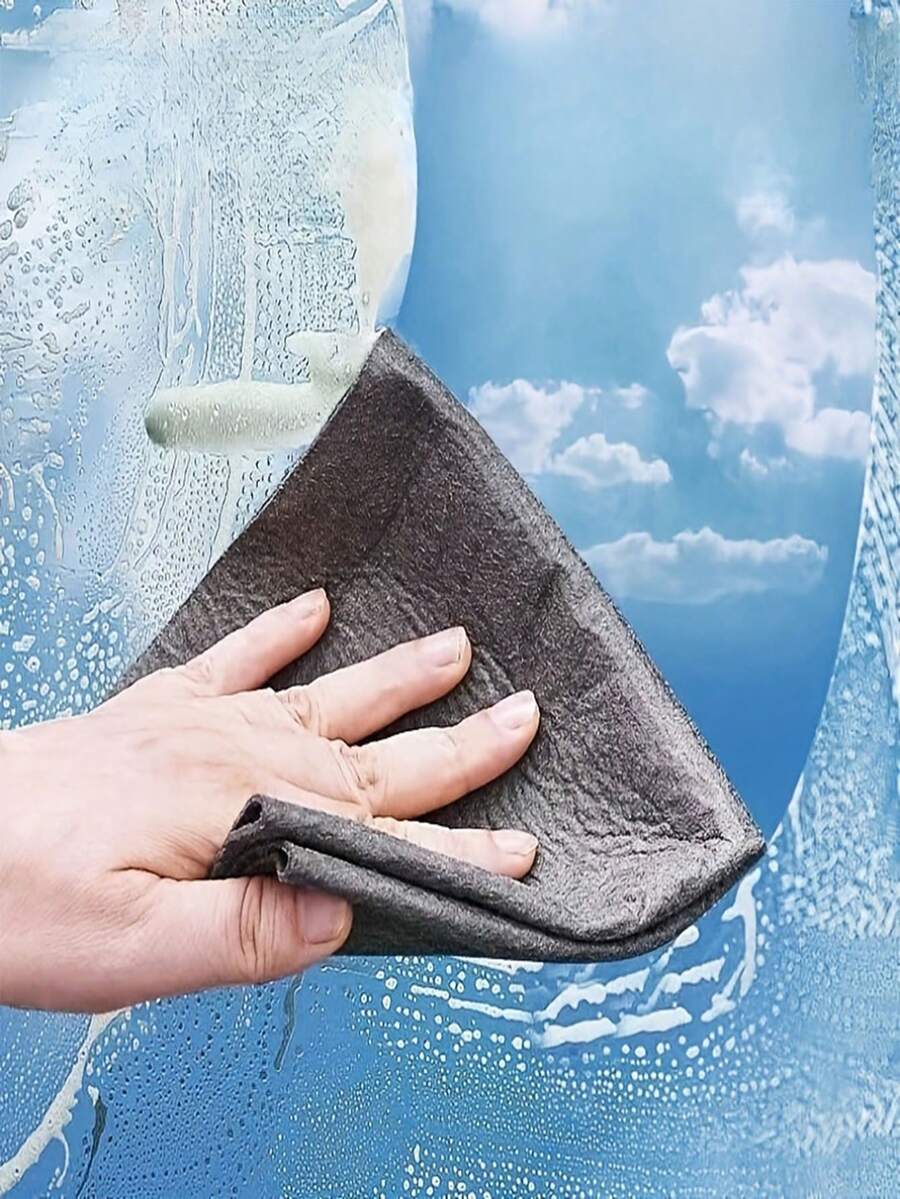 2/7/17/27片灰色魔力清潔布，無縫無水痕玻璃布，不掉毛不留痕，可重複使用家用清潔布，適用於鏡子、玻璃、餐具、廚房及日常清潔