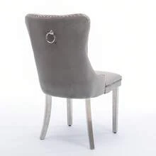 Set Of 2 65 Cm Dining Chairs In Velvet For Kitchen And Dining Room - 灰色 - 查看 5