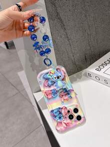 Disney Has Authorized, Phone Case - Chain Set, The Stitch Lilo & Stitch 3D Phone Case Plus A Silicone 3D Stitch Bracelet With Metallic Ring Removable Bracelet, Stitch And Angel Pattern, Compatible With Iphone17/16/15/14/13/12/20/XS/XR/X Plus Pro Max, A Stylish Cartoon Phone Case, The Perfect Gift Choice, Phone Protection, Durable Phone Cover, Great Gift For Friends And Family. - 白色 - 查看 5