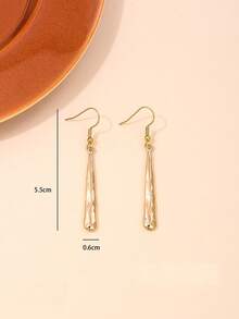 1 Pair Fashionable Versatile Exquisite High-End Elegant Simple Geometric Style Long Water Drop Earrings Suitable For Women's Daily Wear - Yellow Gold - View 4