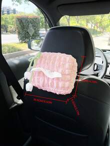 創意鬱金香蝴蝶結車用面紙盒 蓬鬆車用面紙收納袋 通用車內裝飾袋 適用座椅靠背、扶手箱、遮陽板 車用配件 - 鬱金香蝴蝶結 - 查看 7