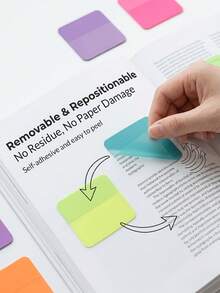 160 Hojas de Notas Adhesivas Transparentes, 8 Paquetes de Color Aleatorio PET Autoadhesivo Bloc de Notas, Notas Translúcidas para Lectura y Resaltado, Regreso a la Escuela - Multicolor - Ver 2